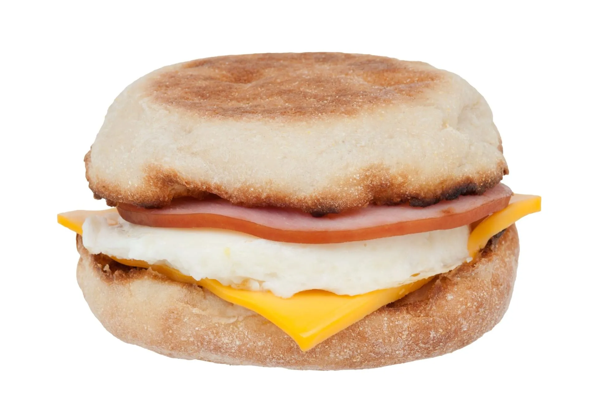 An Egg McMuffin on a white background