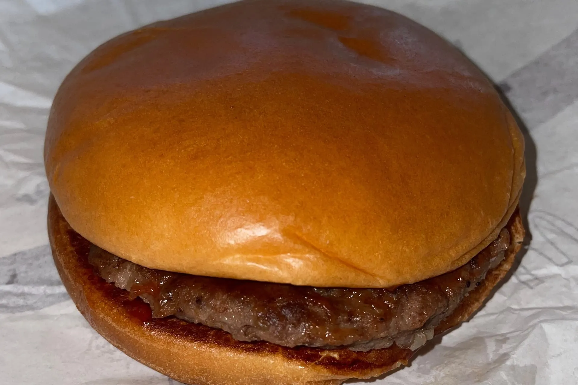 A Hamburger on its paper wrapper