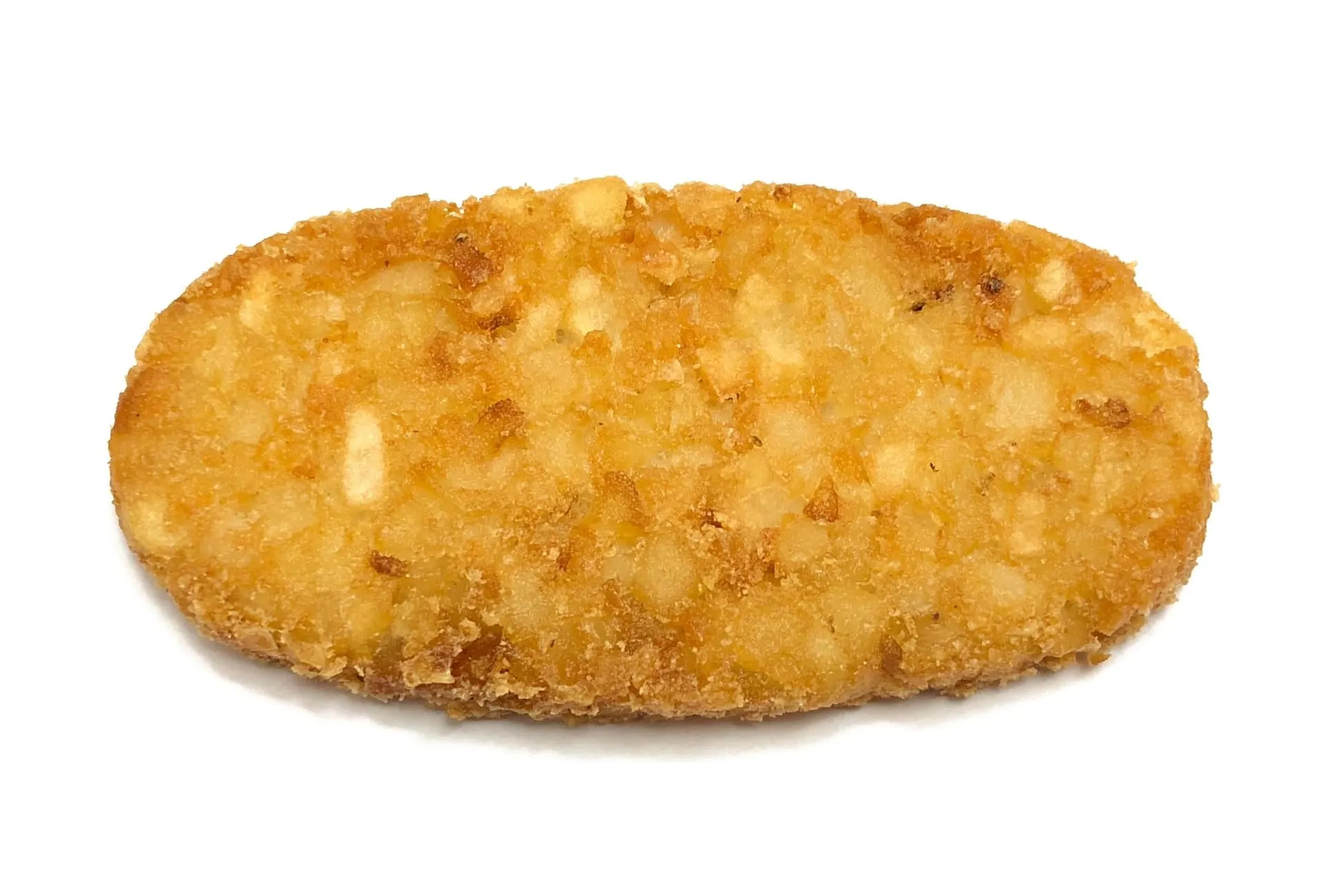 A hash brown on a white background