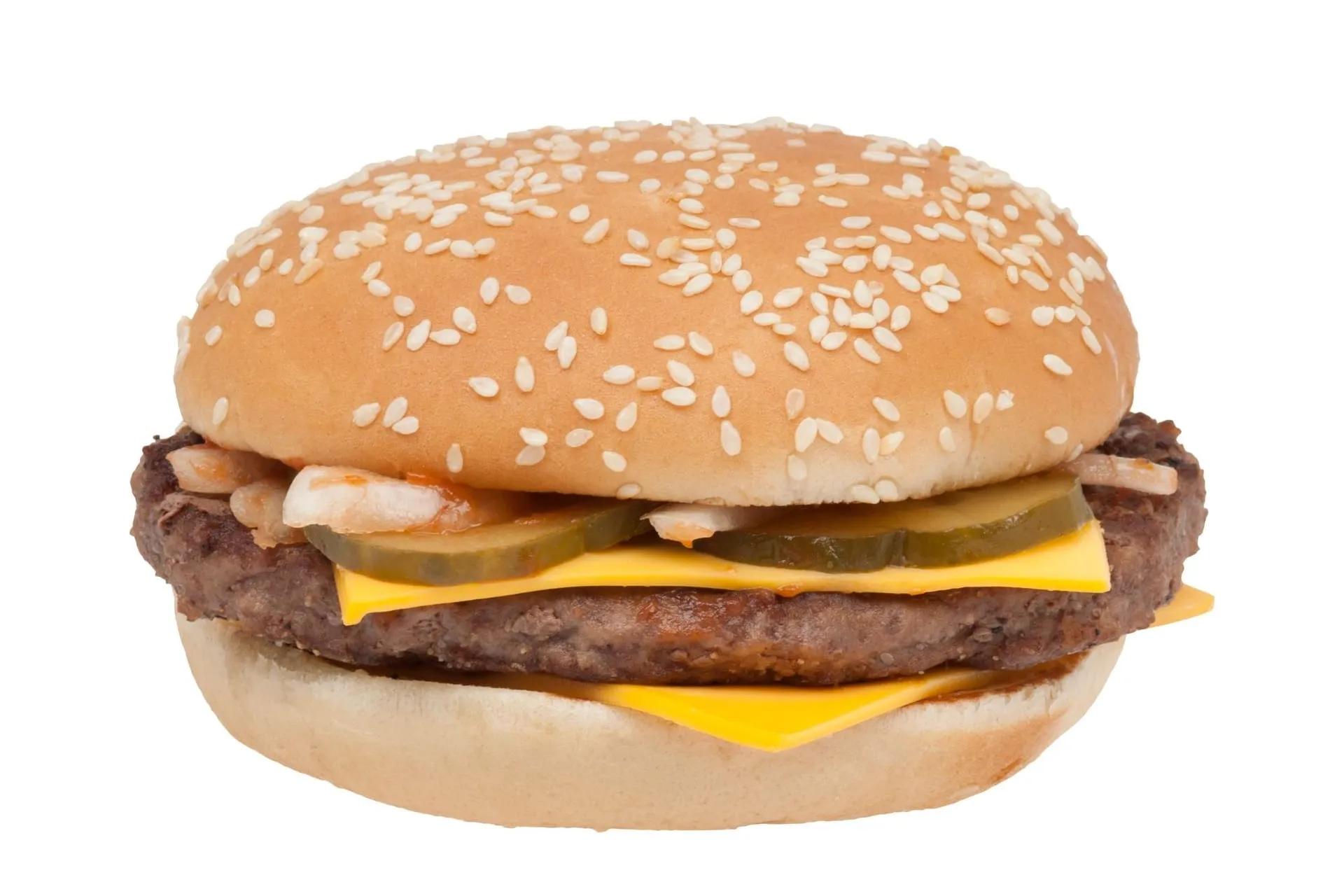 A Quarter Pounder with Cheese on a white background