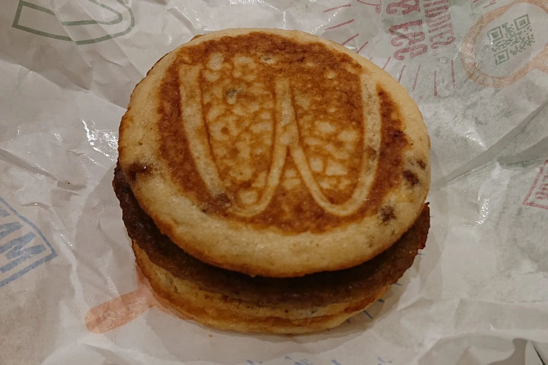 Sausage McGriddles on its paper wrapper