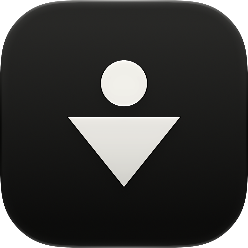 Fit Shapes iOS app icon: a light circle and triangle on dark glass